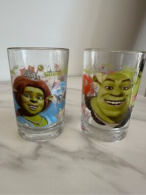McDonald’s Shrek The Third Dreamworks 2007 Character Glasses -Shrek/Fiona Set 2